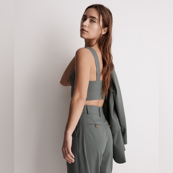 *NWT* Madewell / Sweetheart Neck Button Back Bralette Top / Architect Green / 16 - Picture 4 of 7